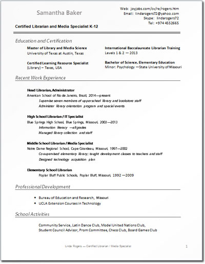 CV / resume sample